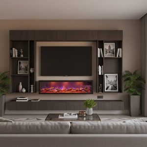 شومینه برقی 150x40 هیزم ترکیبی فریم فلزی